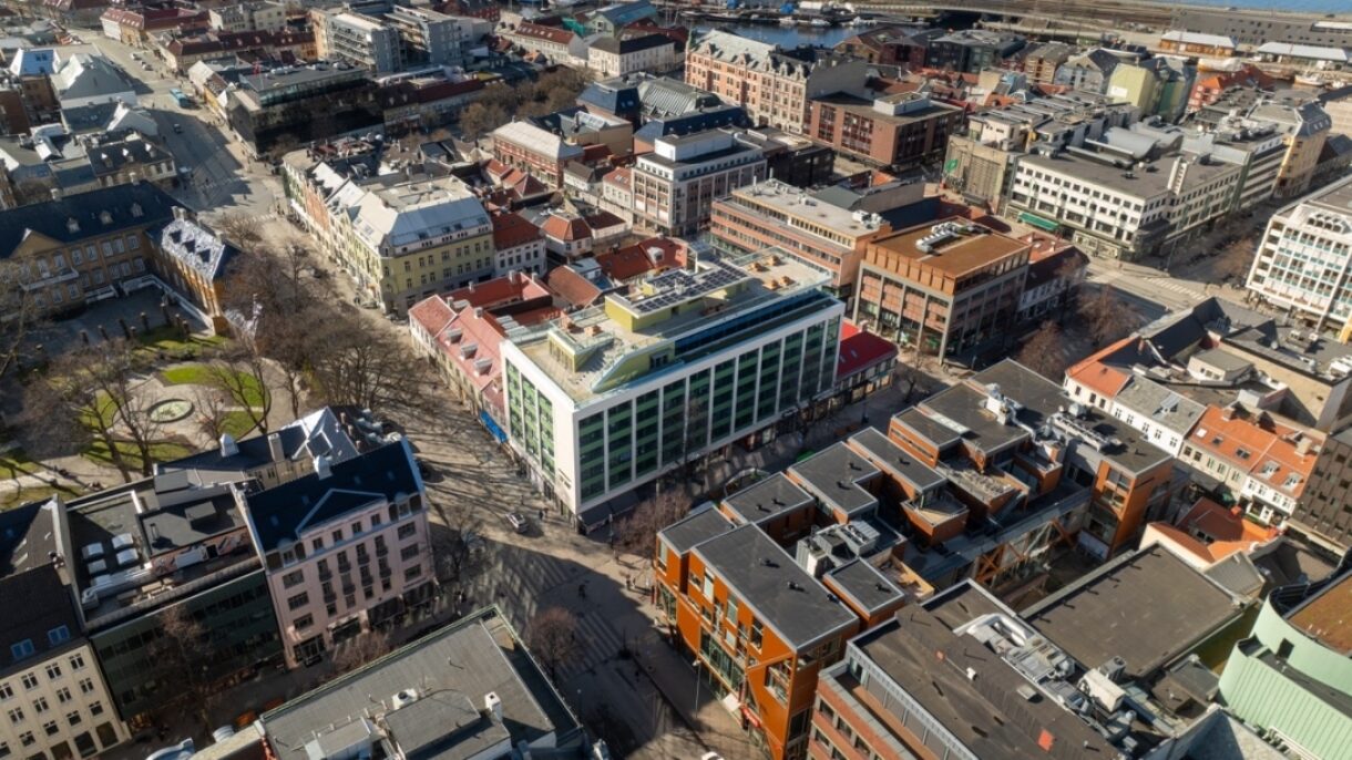 Illustrasjon som viser Nordregate 12 i fugleperspektiv