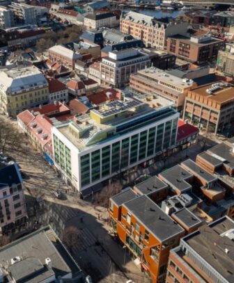 Illustrasjon som viser Nordregate 12 i fugleperspektiv