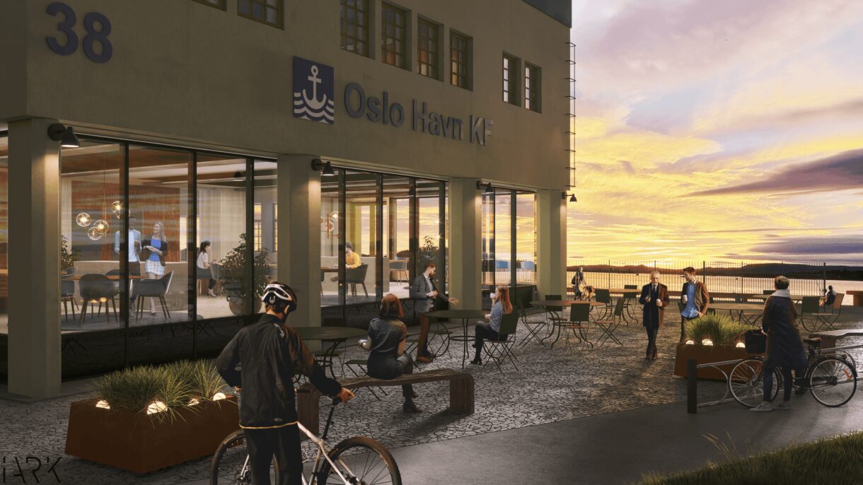 Oslo Havn rehabiliterer bevaringsverdige Skur 38 på Vippetangen etter sirkulære prinsipper. Ill.: Spir arkitekter