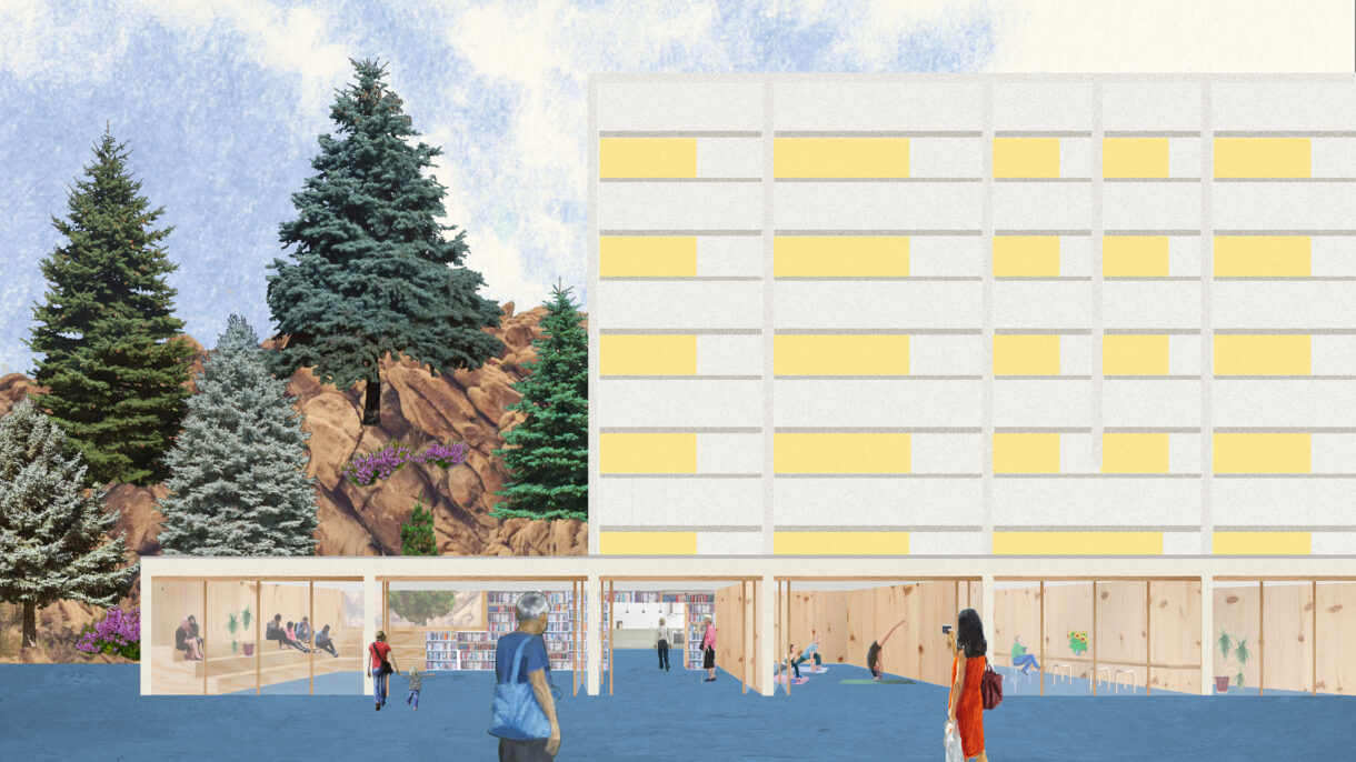 Nærmiljøhuset på Romsås skal bli en åpen og inkluderende arena for folk med ulik bakgrunn i alle aldre. Ill.: Lala/Snøhetta