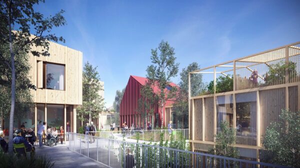 Omsorgsbygg har ambisiøse klima- og miljømål og har gjennomført innovative anskaffelser innen blant annet utslippsfrie byggeplasser og miljøvennlige materialvalg. Ill. viser Furuset Hageby. Utbygger: Omsorgsbygg Oslo KF. Arkitekt: NORD arkitekter og 3RW