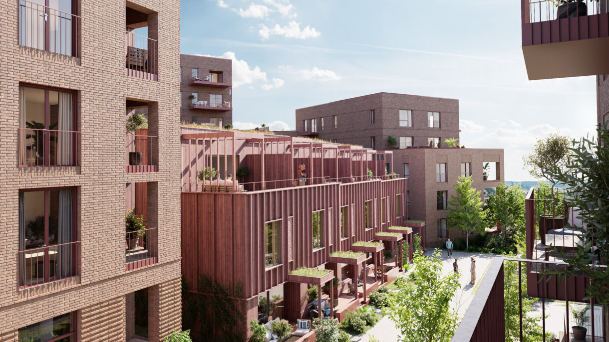 Perspektiv mot Felleshus og felleshage